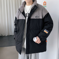 灯芯绒拼接立领棉衣男士春秋冬季情侣装潮牌宽松大码休闲棉袄外套