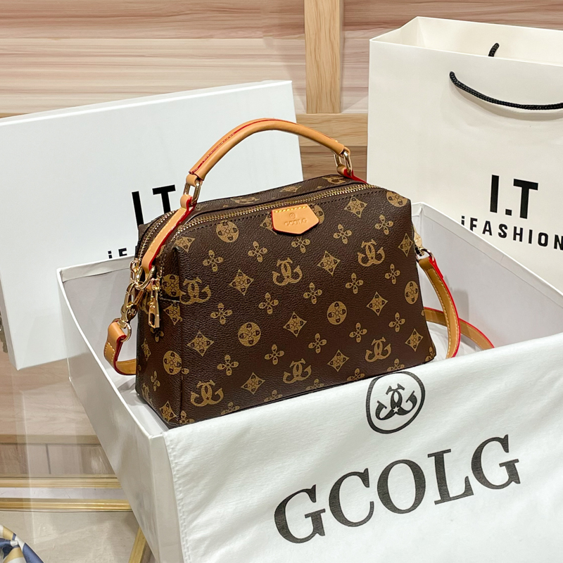 欧美时尚女士老花波士顿包女2026新款高级感手提斜挎包枕头包小众轻奢女包单肩小包高清大图