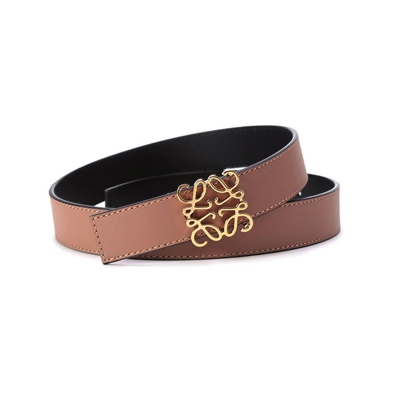 罗意威loewe女士牛皮革anagram搭扣板扣式双面皮带腰带e619z26x03