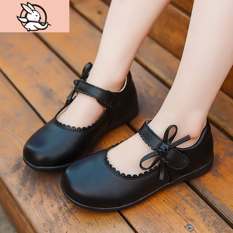 皮鞋黑色演出鞋春秋款儿童小女孩公主鞋白色春季豆豆单鞋学生皮鞋童