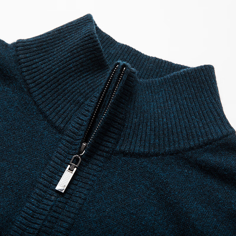 斯哲维世旗舰店秋冬加厚保暖精仿纯羊毛衫男士高领拉链针织毛衣长袖