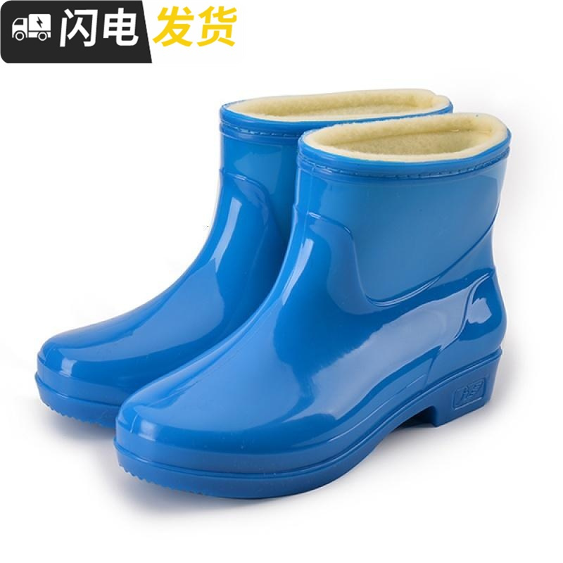 雨鞋男短筒加绒保暖厚底耐磨鞋女防防滑雨靴厨房工作靴胶鞋启如