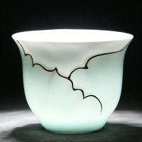 苏氏陶瓷(SUSHI CERAMICS) 茶具套装 忆荷陶瓷功夫茶具手绘描金茶杯子茶壶花瓶带礼盒装(三才盖碗)