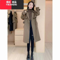 YIBUSHENG风衣女2023新款春女士大衣中长款外套小个子欧货今套中个 4XL建议160斤-180斤 卡其色
