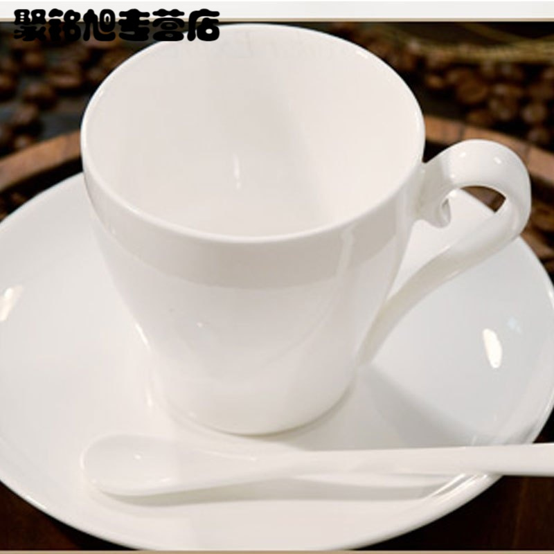 骨瓷咖啡杯套装 纯白杯子勺 简约咖啡套具家用陶瓷杯碟欧式下午茶多款生活日用家庭清洁生活日用家居器皿水具/水杯