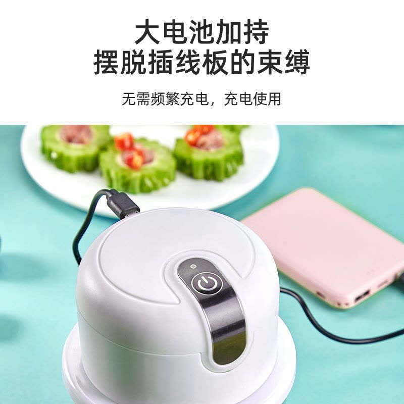无线电动蒜泥神器打蒜器迷你压蒜器捣蒜器拉蒜器小型搅蒜机碎肉机 100ML绞蒜[2叶刀+食物挡板]黑图片
