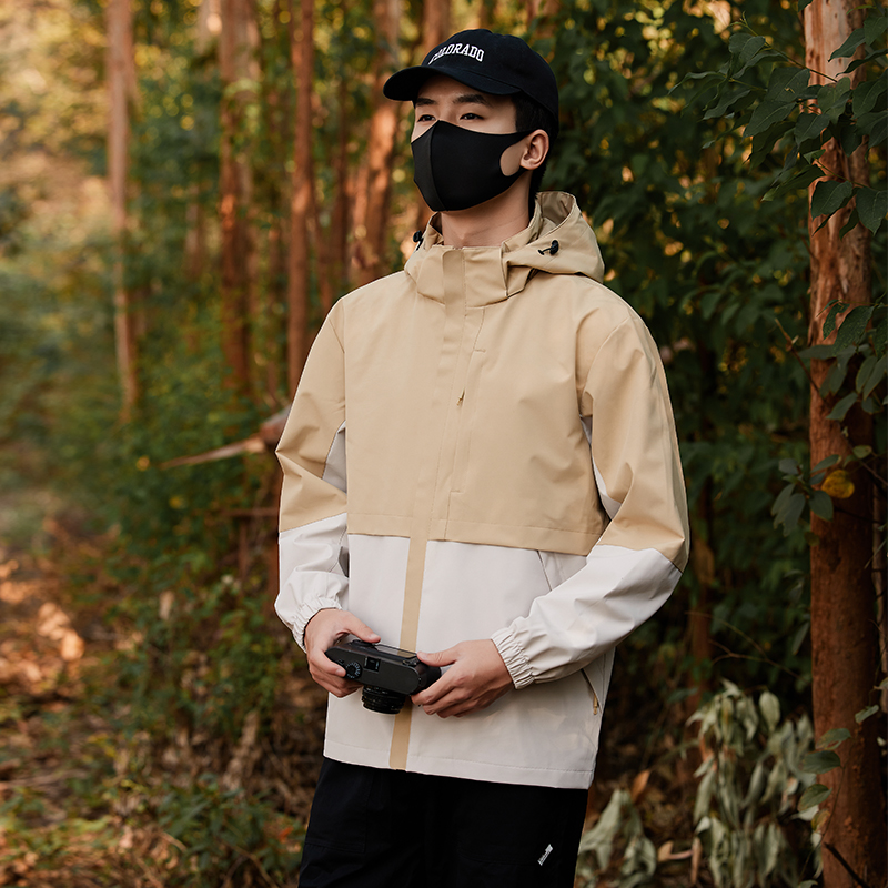 渔人船长时尚春季山系户外风衣情侣款运动外套防风透气单层薄款夹克冲锋衣高清大图