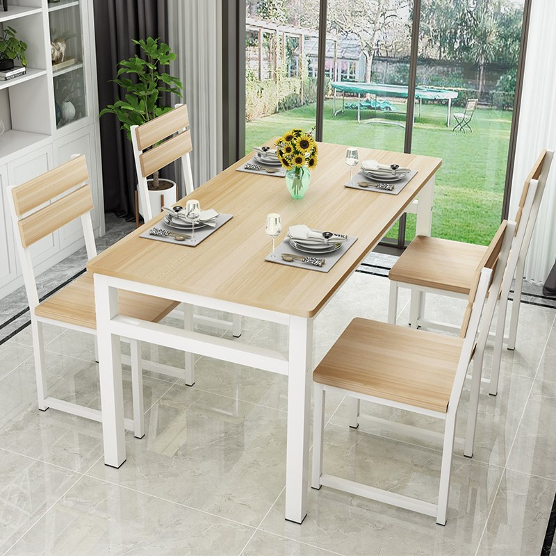 创世人 餐桌椅组合小户型简约现代长方形商用快餐饭店家用吃饭桌简易4人6人桌椅(颜色备注/椅子单拍) 140*80单桌（颜色备注）