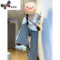 语娄白色v领正肩长袖t恤薄款内搭打底衫早秋女装设计感小众紧身上衣服