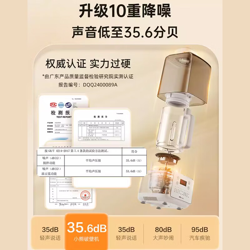 小熊破壁料理机PBJ-F01G1触控预约9刀头五谷料理多功能家庭神器高清大图