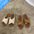 SUNTEK民族风凉鞋女夏平底2023新款百搭波西米亚仙女风学生交叉带罗马带 棕色 38