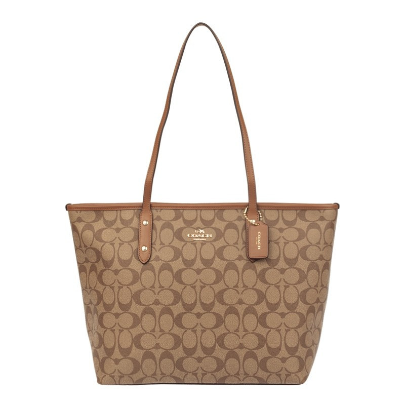 蔻驰(COACH)女包 女士奥莱款经典标志双面老花city30托特包City33单肩包金属马车标C纹斜挎包 F58292高清大图