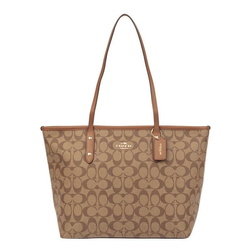 蔻驰(COACH)女包 女士奥莱款经典标志双面老花city30托特包City33单肩包金属马车标C纹斜挎包 F58292图片