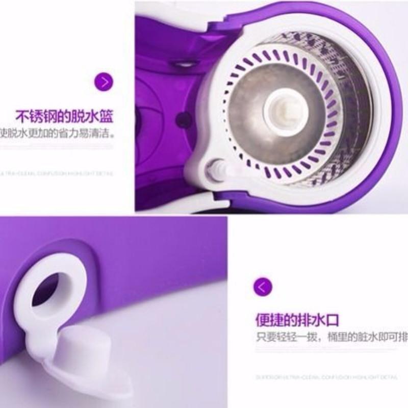 拖把神器一拖净旋转拖把桶不锈钢双驱动免手洗自动地拖家用墩布桶 雅典黑 钢篮+钢盘+加强杆+2拖头