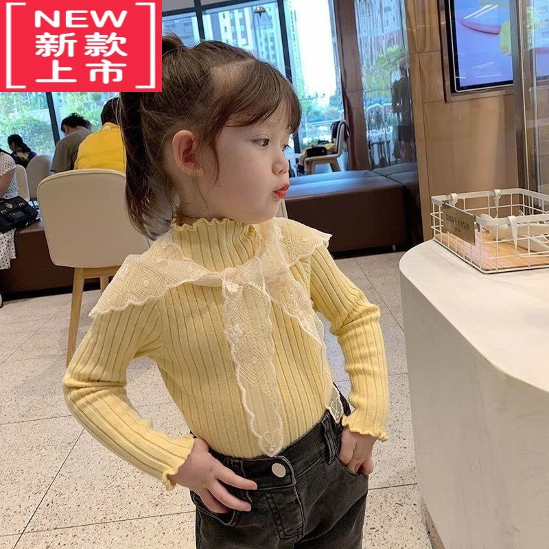 可莉允2022新款儿童秋冬木耳边毛衣女童长袖毛线针织上衣宝宝毛衣打底衫图片