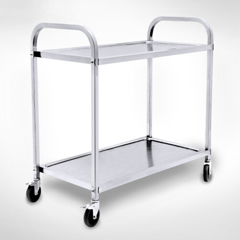 不锈钢平板推车拖车厨房小板车双层餐车收碗车送餐车不锈钢双层送餐车