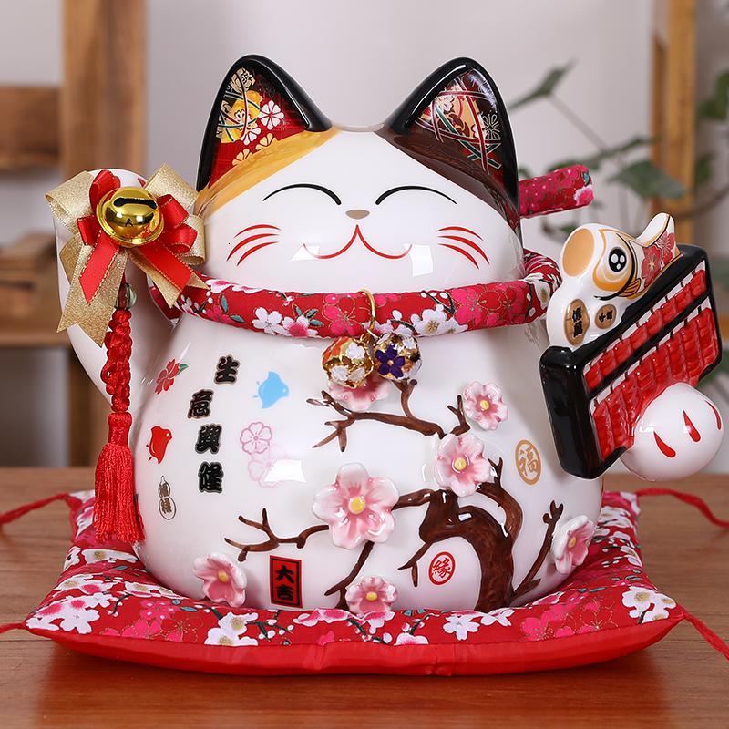 正版猫摆件大号发财猫店铺开业礼品陶瓷储蓄罐创意家居装饰品 三维工匠 生意兴隆猫