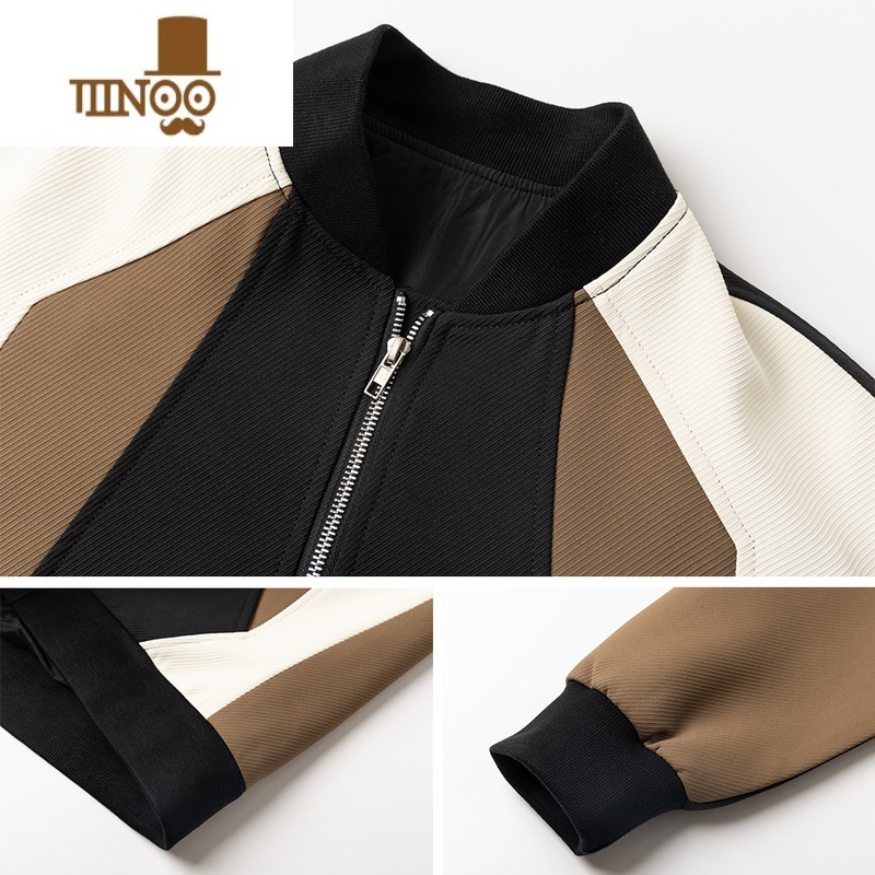 YANXUTWENTY FIVE 夹克外套男新款韩版轻熟风拼接棒球领上衣服潮高清大图