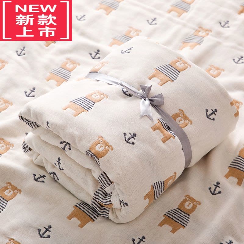 可莉允日系云柔卡通六层宝宝纱布盖毯新生儿包被儿童毛巾被图片