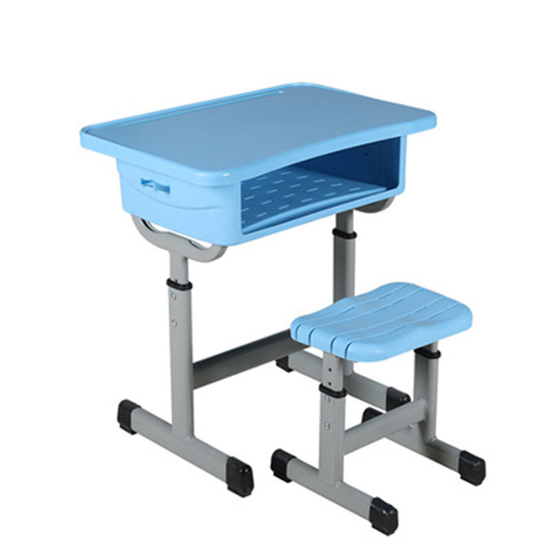 汉诺鑫威中小学生培训补习班学习桌学校写字桌套管升降塑钢课桌椅 套管方凳天蓝