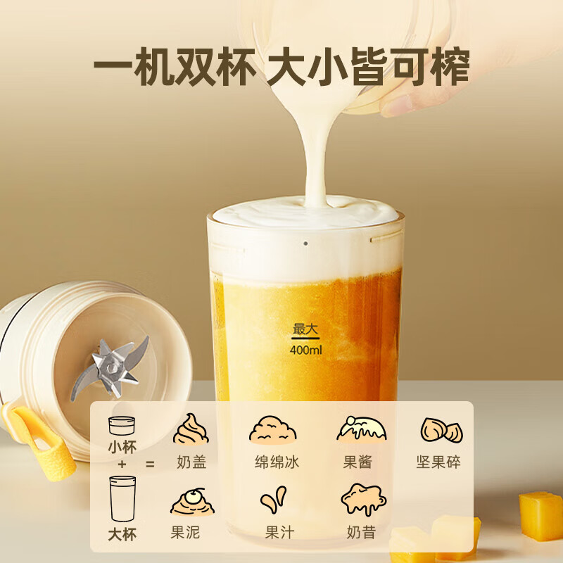 小熊(Bear)便携式榨汁机家用水果小型充电迷你榨汁杯高清大图