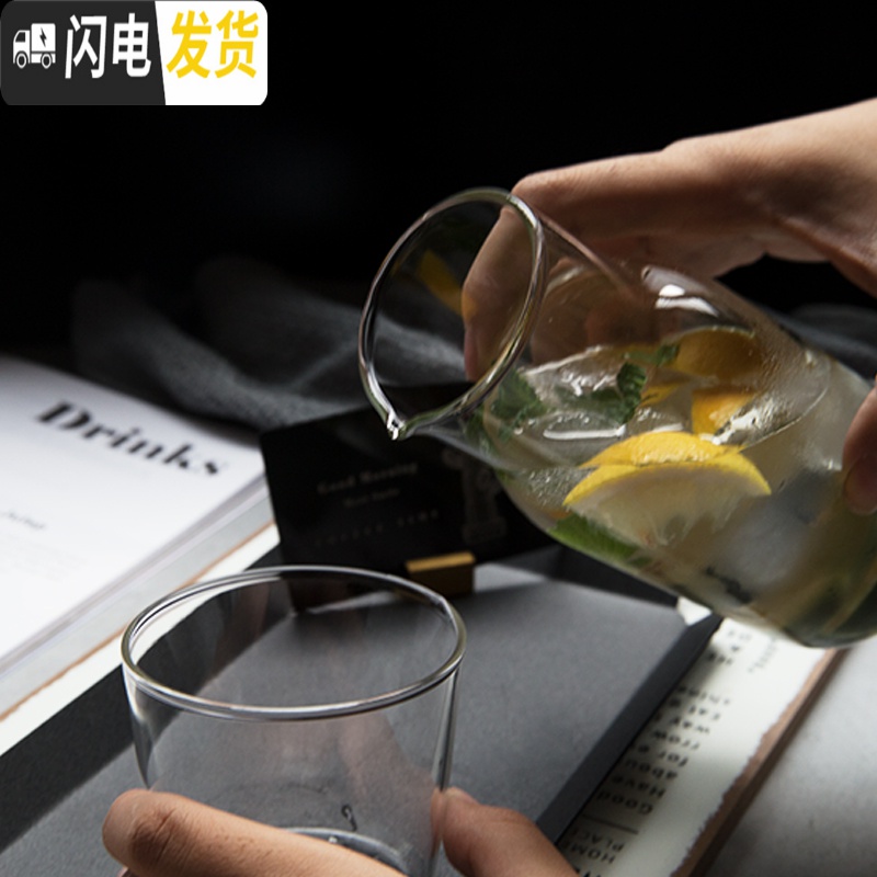 三维工匠日式一人饮玻璃分享冰咖啡冷萃瓶网红创意ins早餐茶壶牛奶果汁杯 分享杯/盖260×2咖啡器具高清大图