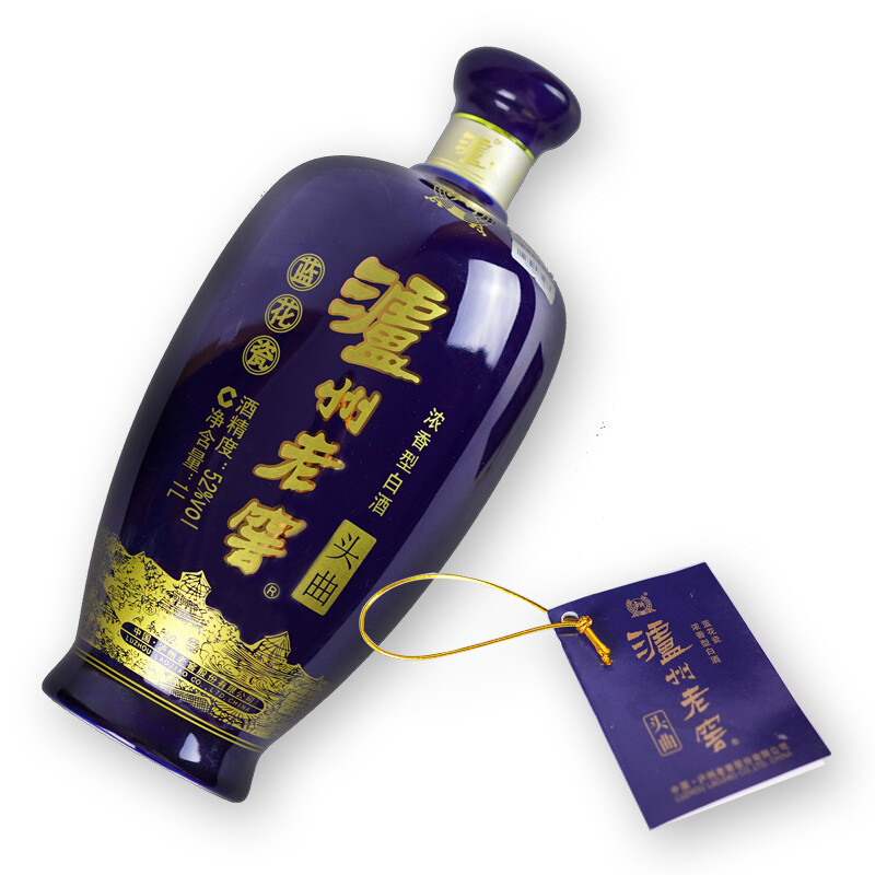 泸州老窖 蓝花瓷 头曲 大瓶大容量 浓香型白酒 52度 1L*6瓶整箱装