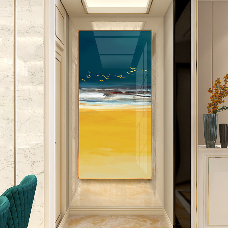 怡茹免打孔入户玄关装饰画走廊过道尽头壁画现代简约轻奢大气晶瓷挂画
