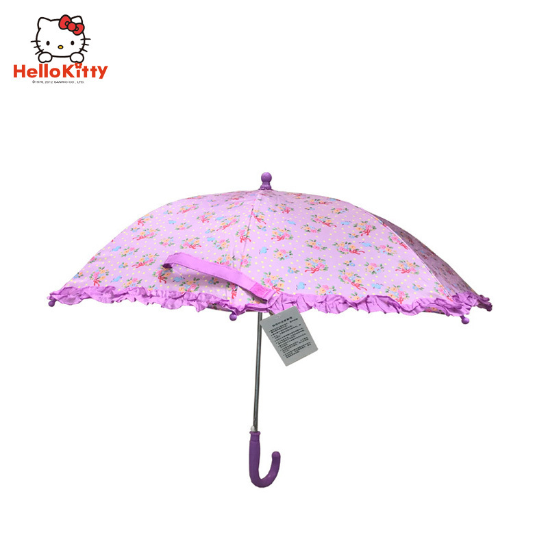 HelloKitty凯蒂猫秘密花园儿童雨伞涤纶材质紫色长柄1个装儿童雨具雨伞女童卡通晴雨伞幼儿园小学生小孩宝宝公主伞