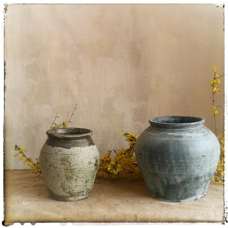手工粗陶陶罐陶坛子花器花瓶做旧仿古软装家居摆件干花软装饰品*y