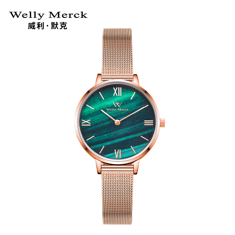 welly merck 威利默克手表女石英表小绿表超薄学生防水个性女士时尚潮流女表WM009L高清大图