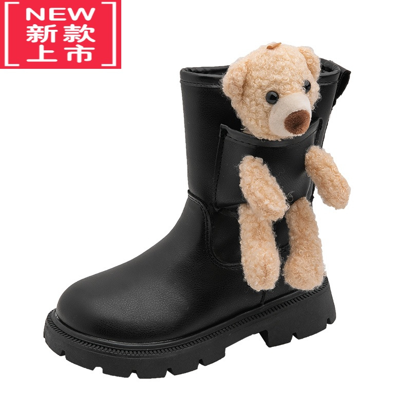 可莉允女童靴子2022冬季新款儿童鞋子加绒二棉高筒靴皮靴长靴洋气公主鞋