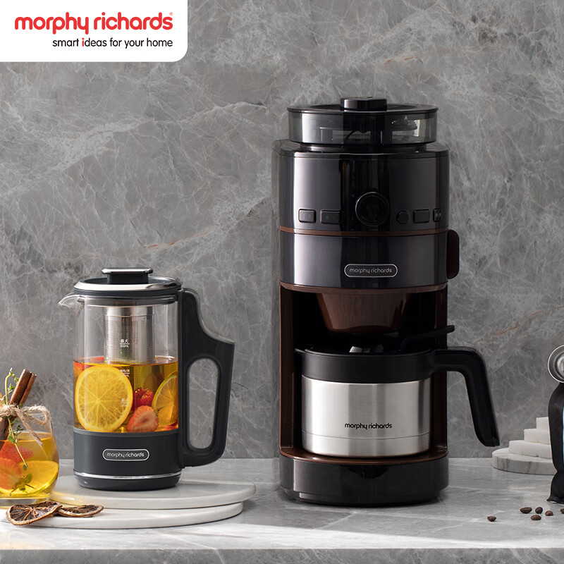 摩飞电器咖啡机全自动磨豆家用美式咖啡机不锈钢保温咖啡壶 豆粉两用 MR1103