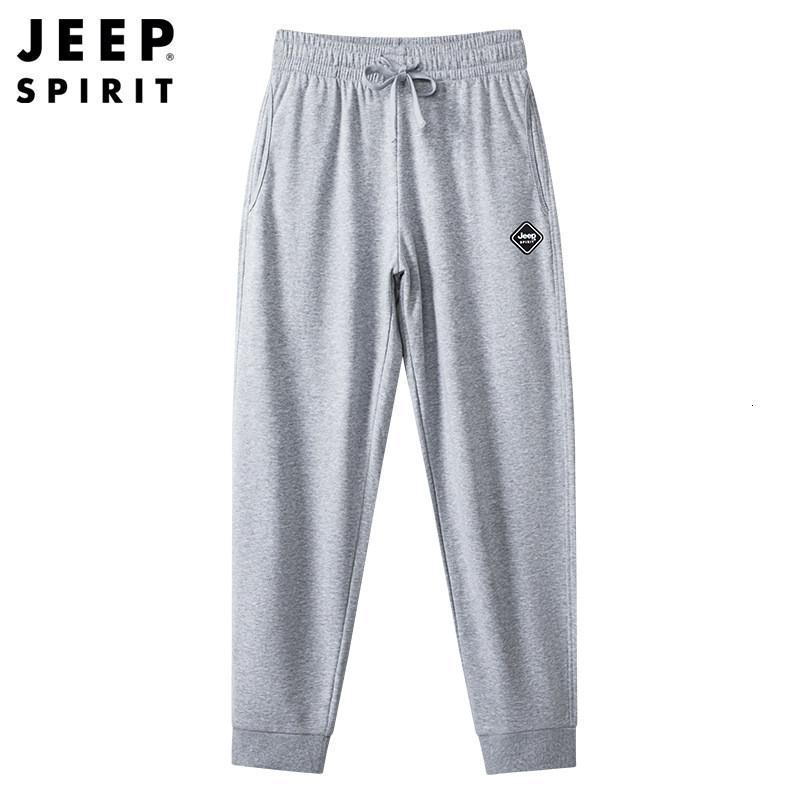 JEEP吉普男士新款潮流棉束脚运动裤子卫裤棉质直筒休闲裤