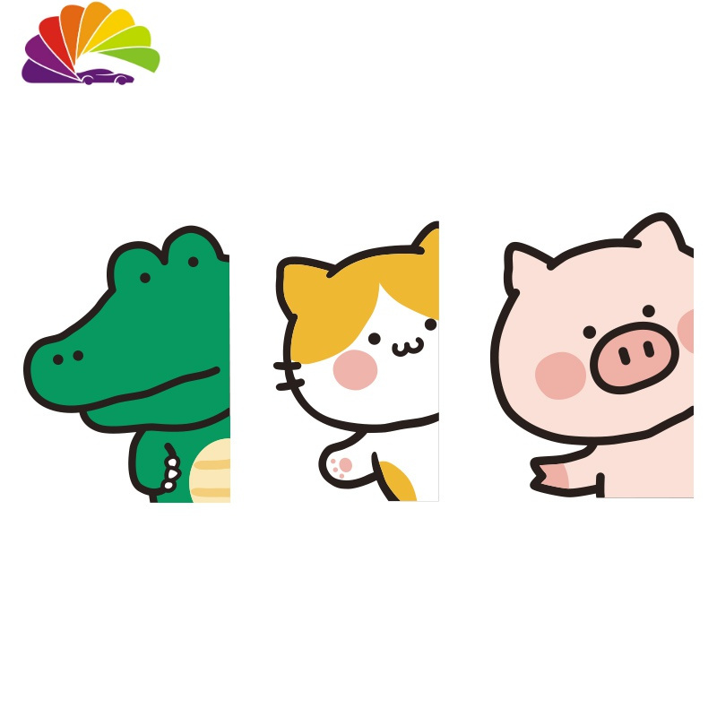 舒适主义汽车贴纸卡通可爱小动物遮挡划痕保险杠侧装饰贴花反光防水抖
