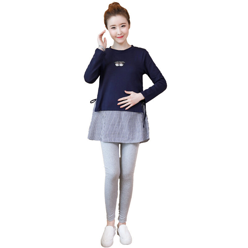 迪鲁奥diluao新款韩版孕妇装春秋季时尚长袖宽松孕妇上衣托腹裤两件套