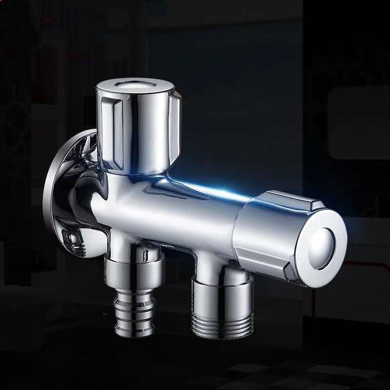 一进二出角阀平角三角阀全铜热水器开关三通角阀一进二出洗衣机龙头