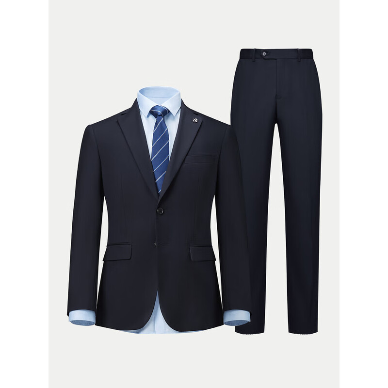 海澜之家(HLA)西服套装商务经典系列西装套装藏青 L 175/96B(48B)
