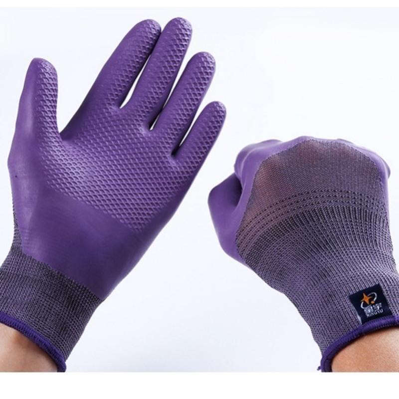 星宇劳保手套优耐半挂全胶手套女工地手套劳保手套批发耐磨手套 12副