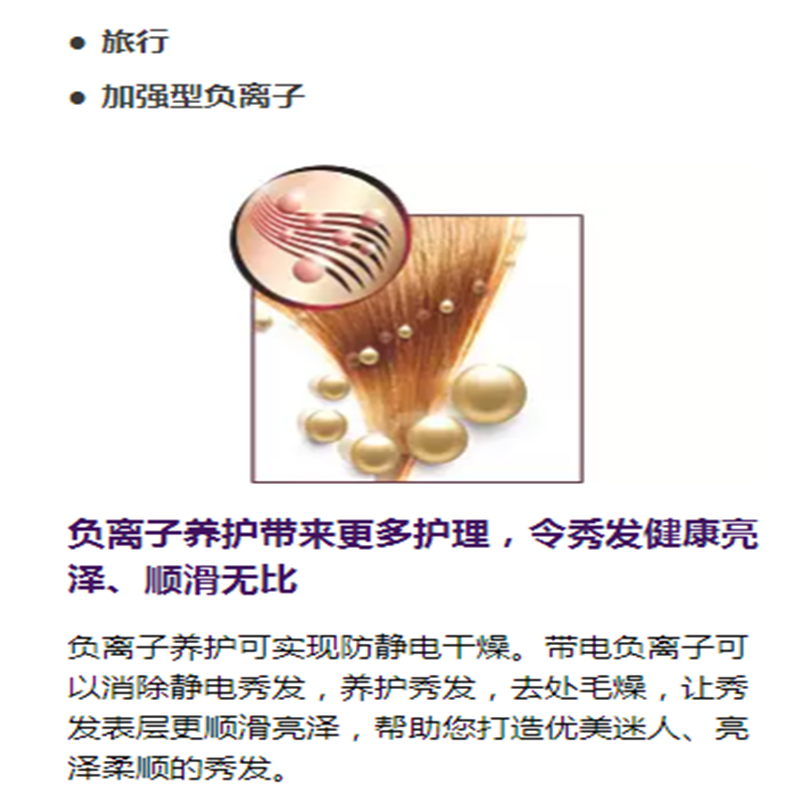 飞利浦电吹风机HP4989/00家用世界通用电压负离子手柄可折叠吹风筒