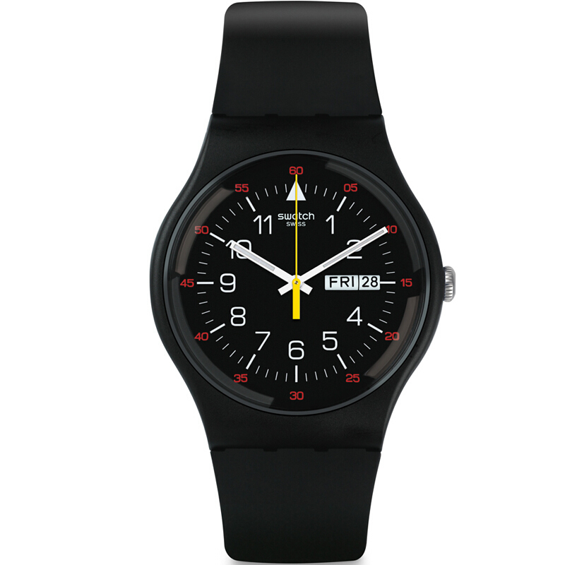 斯沃琪swatch手表原创炫彩系列酷黑树脂石英男女通用手表suob724