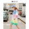 拉夏贝尔7M潮流港味撞色女连衣裙2020新款渐变卫衣裙宽松