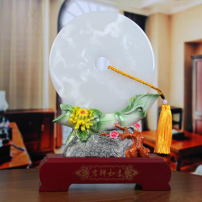 美帮汇平安扣摆件玉石大号青玉石客厅玄关酒柜装饰乔迁新居办公室内摆设高清大图