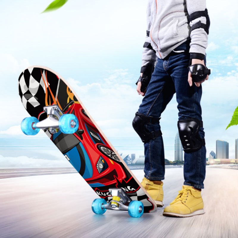 四轮滑板初学者成人儿童青少年男孩女生通用双翘滑板车卡通动漫儿童