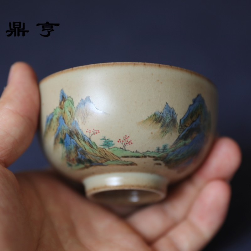 鼎亨春泥仿柴烧全手工粗陶景德镇陶瓷主人杯品茗杯泡茶杯开片功夫
