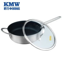 KMW捍卫者第四代不粘深煎锅24BKMWHWJ240001 304钢深煎锅平底锅不粘煎炒锅24cm 熔射不粘锅具复合底