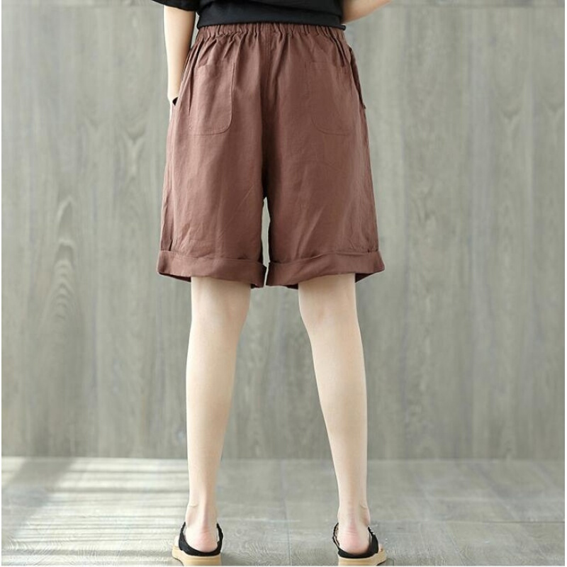 五分裤女夏棉麻中裤休闲裤棉麻5分短裤女夏宽松直筒裤子热裤大码