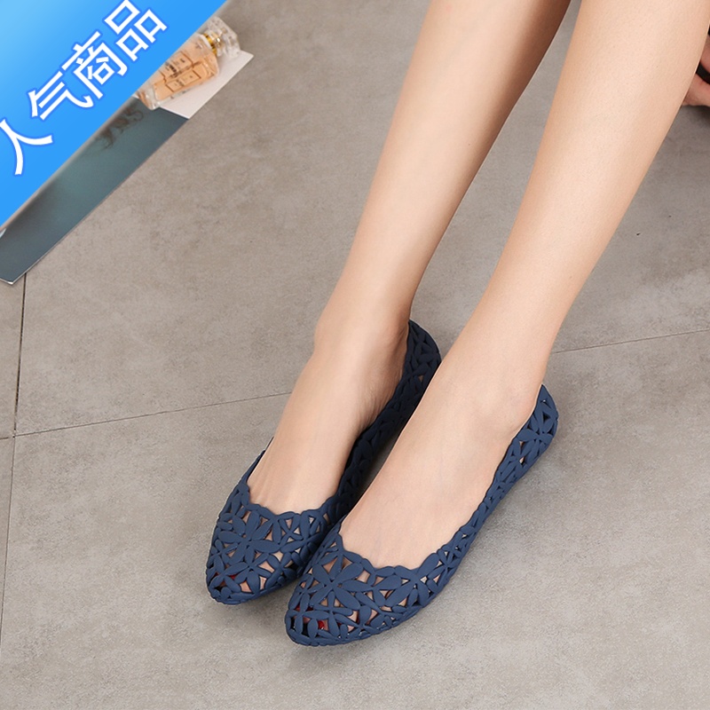 SUNTEK2021新款水晶凉鞋女夏浅口包头休闲防滑平底外穿单鞋软底防底款平高清大图