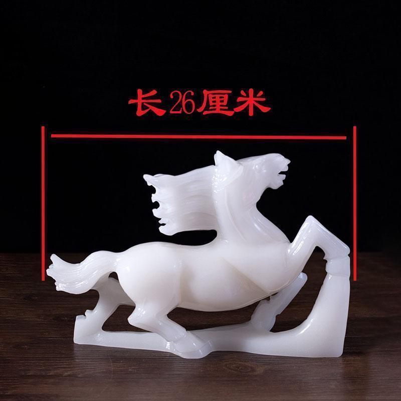 美帮汇玉石白玉马摆件手工刻马到成功奔马事业家居玉器摆设高清大图