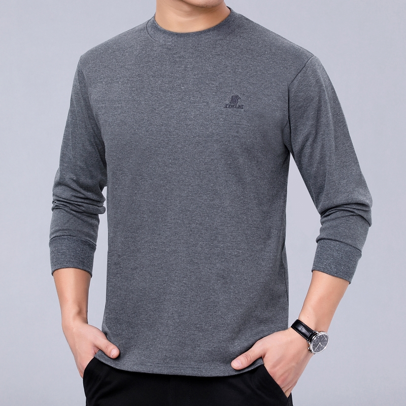 suntek爸爸装长袖棉t恤中年半高领宽松加厚秋衣汗衫打底衫男装上衣t恤